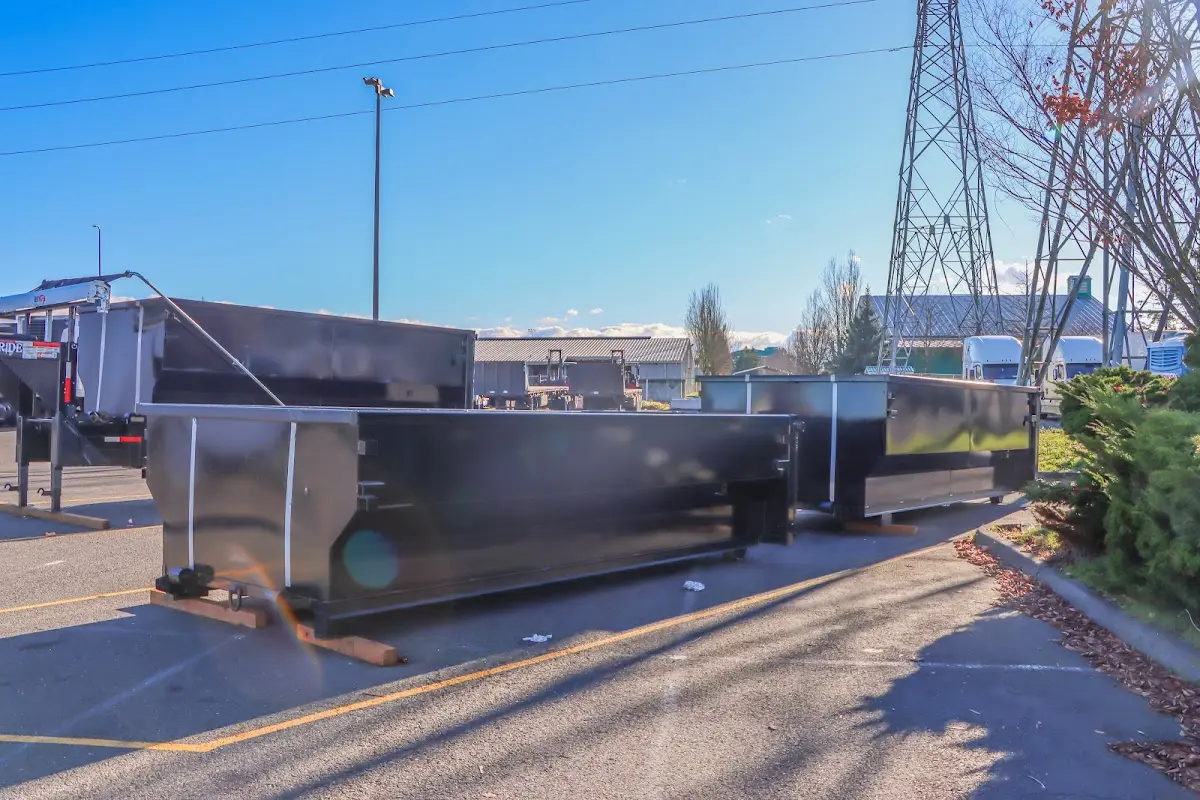 Roll-off dumpster ready for waste disposal at job site for Roll Off Dumpster Rental in Whiskey Creek
